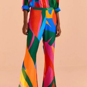 NWT Farm Rio Colorful Leaf Patterned Ecovero Pants Size XS